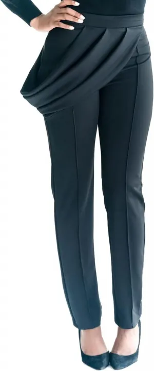 Pantora Womens LeShaun Draped Pencil Pant Black S
