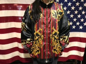 Pattern Versace Style 80’s Print Vintage Satin Poly Bomber Jacket