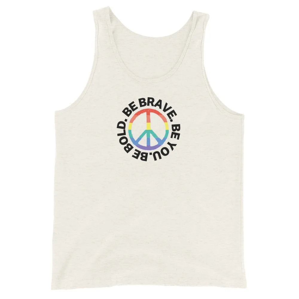 PEACE BE YOU with Peace Sign Motivational Message Graphic Tank Women