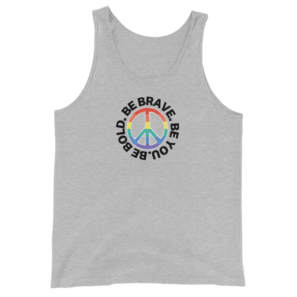 PEACE BE YOU with Peace Sign Motivational Message Graphic Tank Women