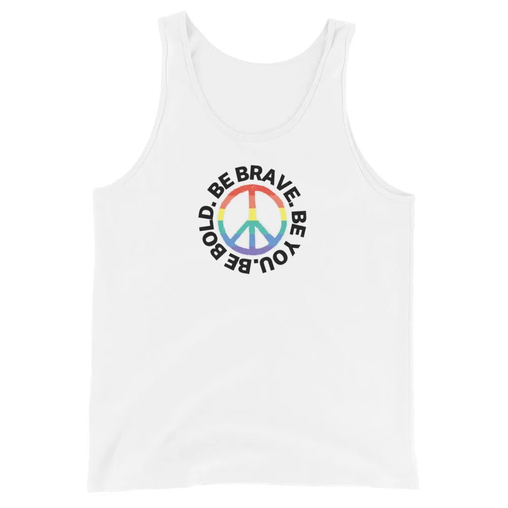 PEACE BE YOU with Peace Sign Motivational Message Graphic Tank Women