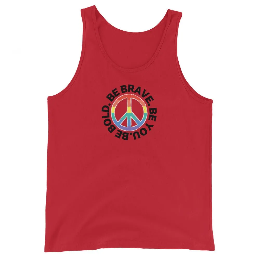 PEACE BE YOU with Peace Sign Motivational Message Graphic Tank Women