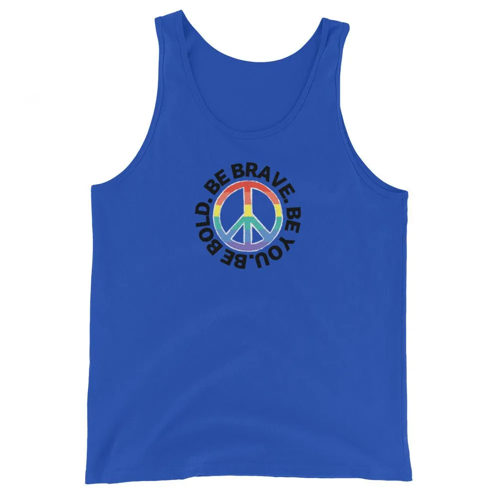 PEACE BE YOU with Peace Sign Motivational Message Graphic Tank Women
