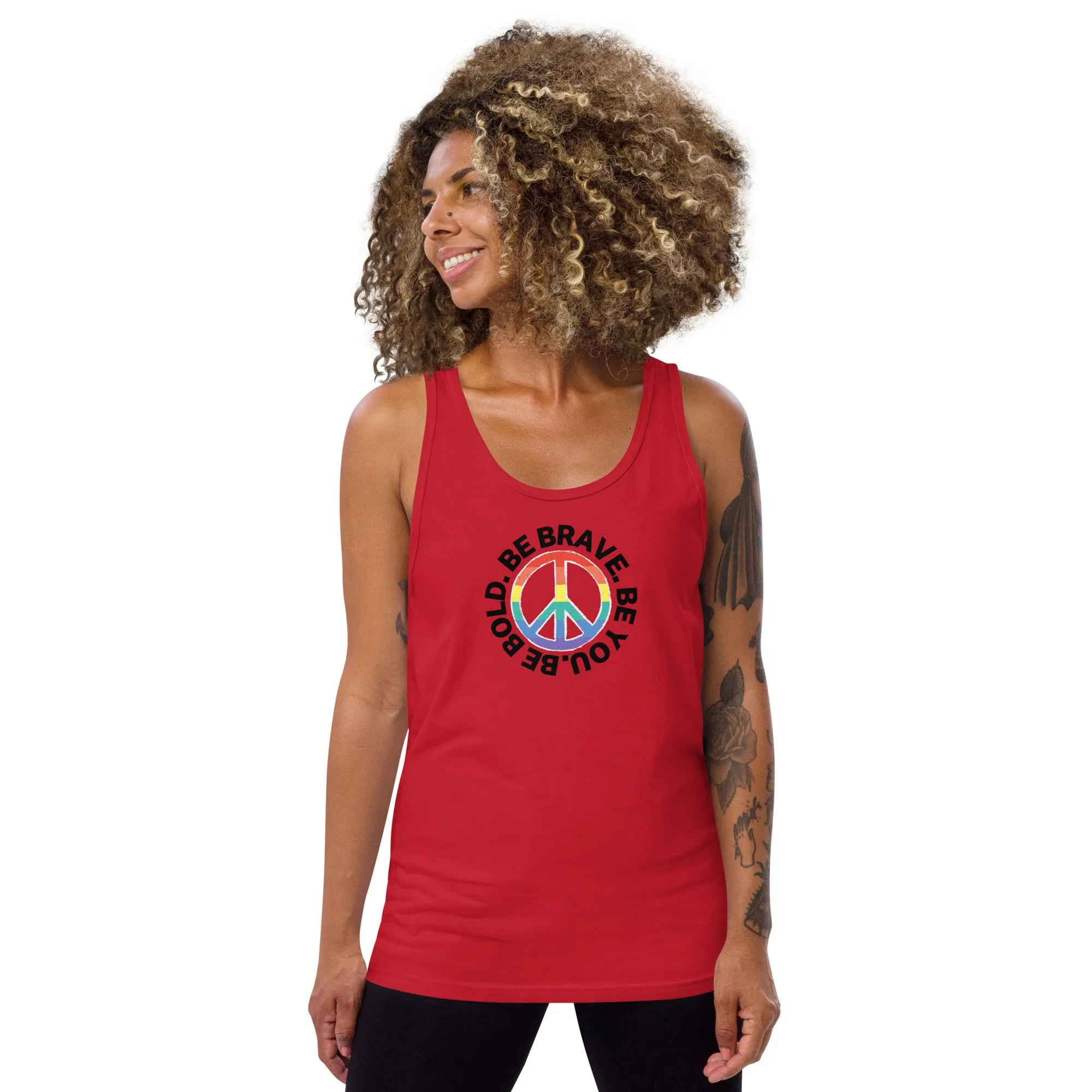 PEACE BE YOU with Peace Sign Motivational Message Graphic Tank Women