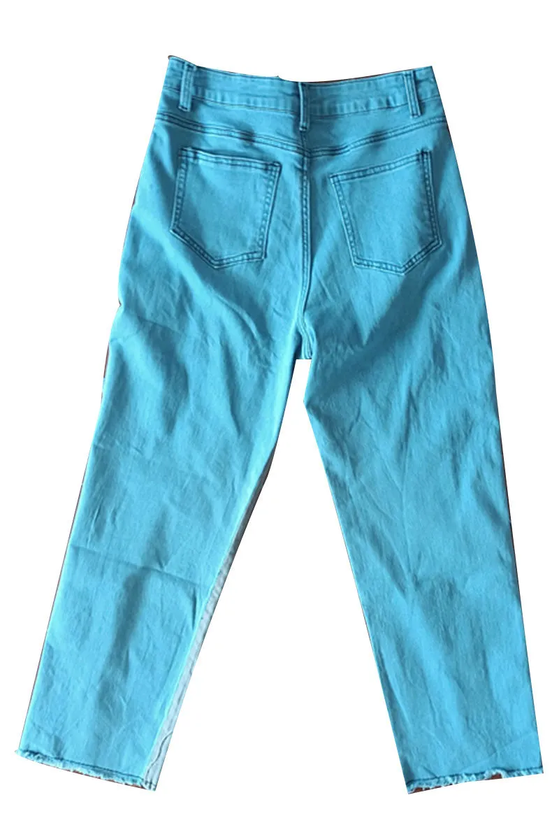 PG0132 Raw Hem Denim Jeans