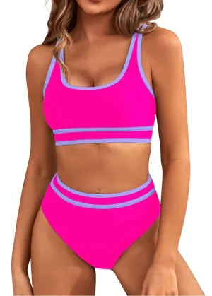 Pink & Purple High Waist Bikini Bottom