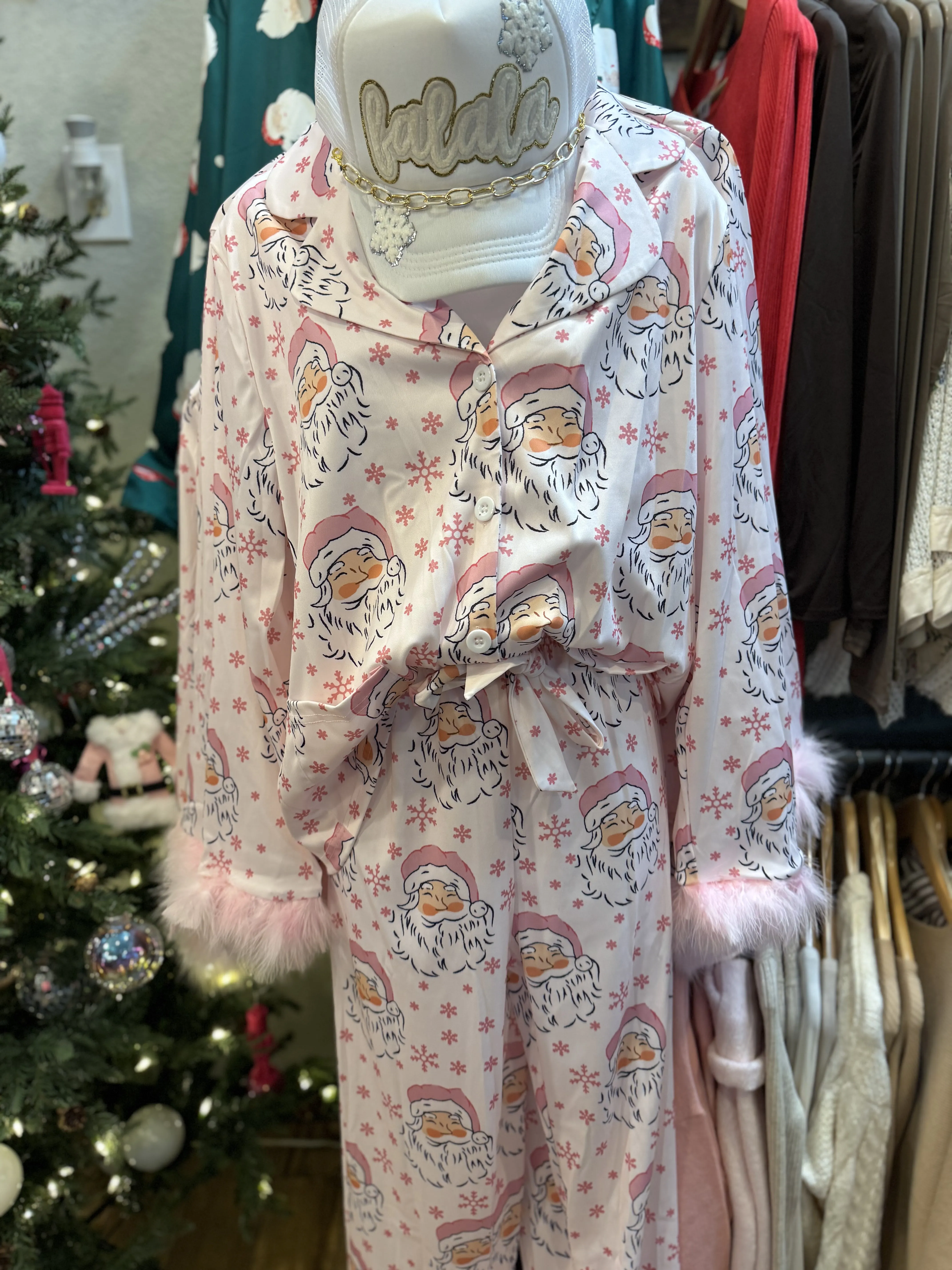 Pink Feather-Lined PJ's