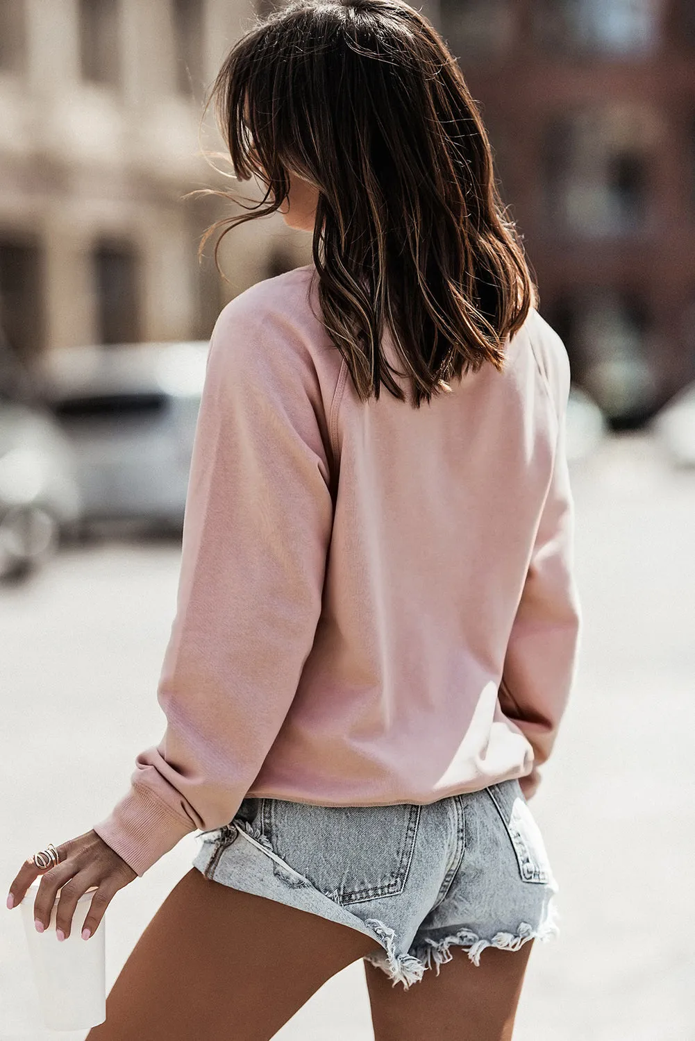 Pink XOXO Heart Shaped Glitter Print Long Sleeve Sweatshirt