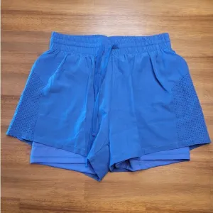 PINSPARK Athletic Shorts for Women 2 in 1 Workout Small, Blue NWT