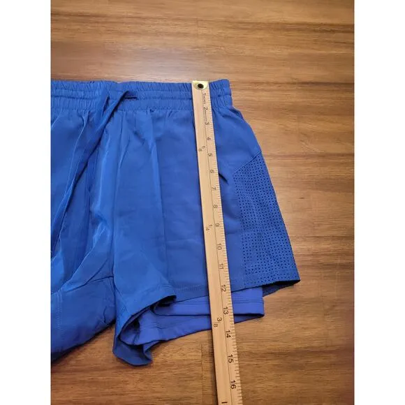 PINSPARK Athletic Shorts for Women 2 in 1 Workout Small, Blue NWT