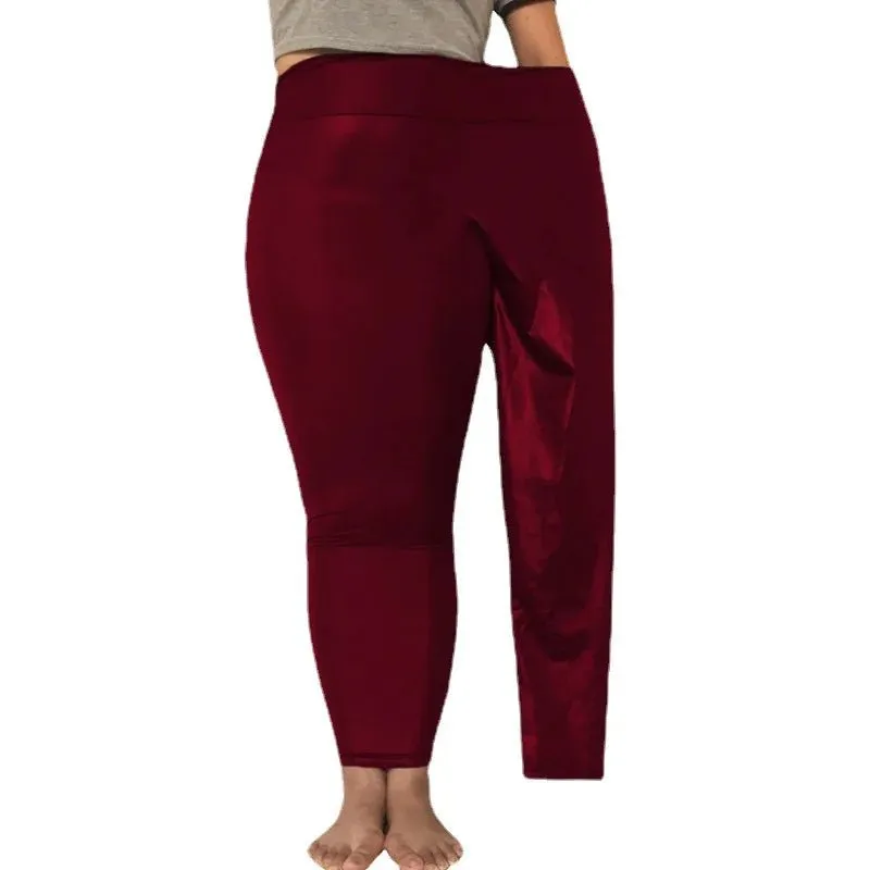 Plus Size Faux Leather Leggings for Women - High Waist Shiny Slim Fit Pants (XS–5XL)