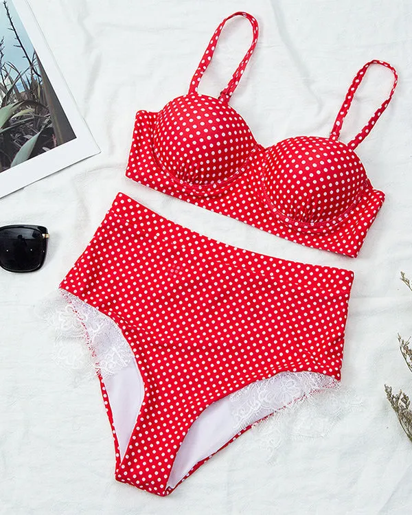 Polka Dots High Waisted Bikini Sets