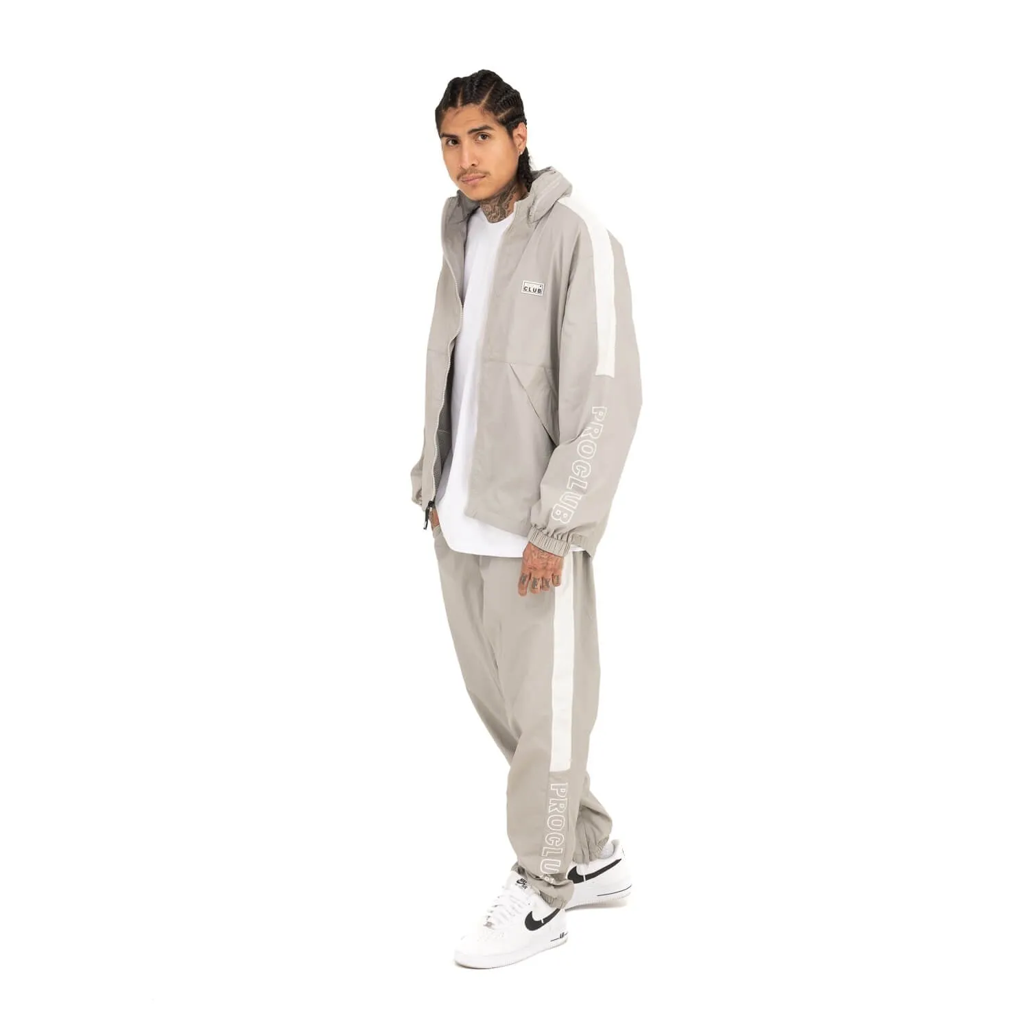 Pro Club Full Court Windbreaker Jacket - Gray/White