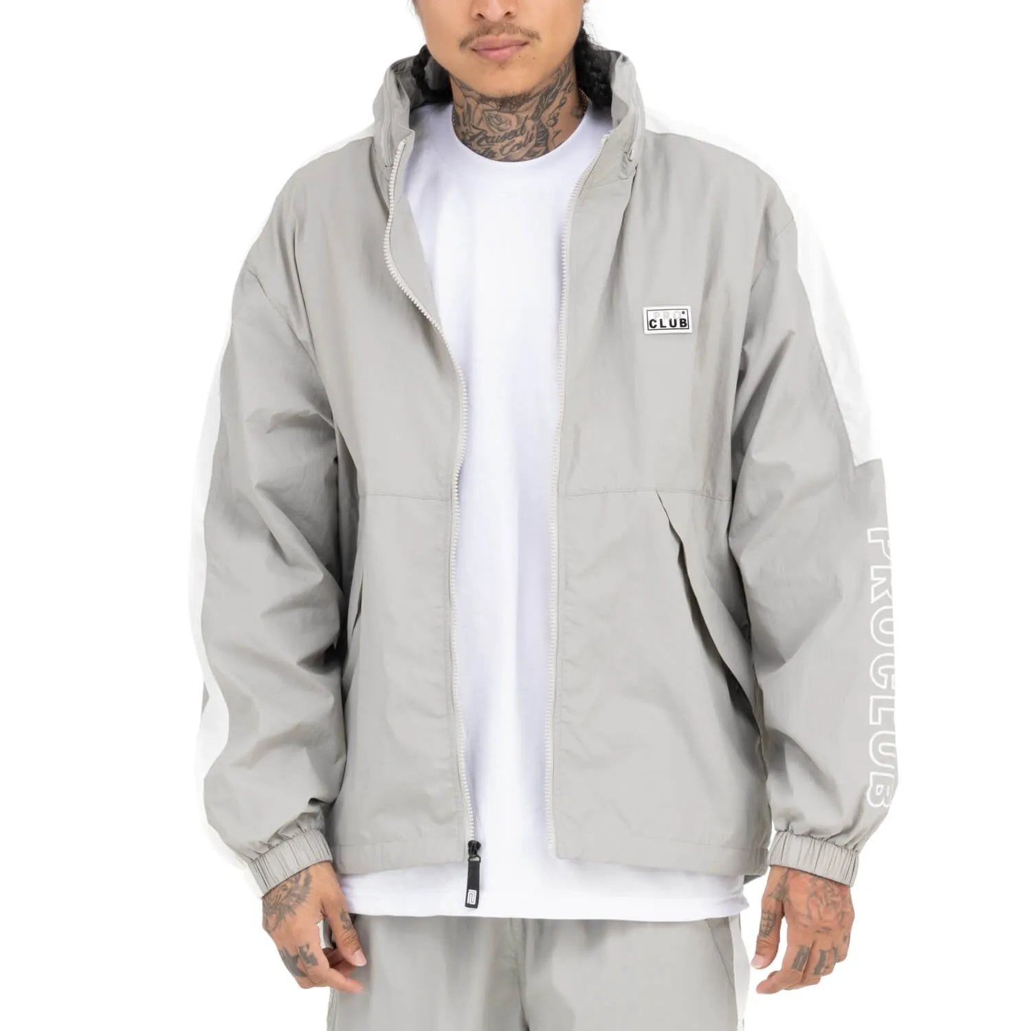 Pro Club Full Court Windbreaker Jacket - Gray/White