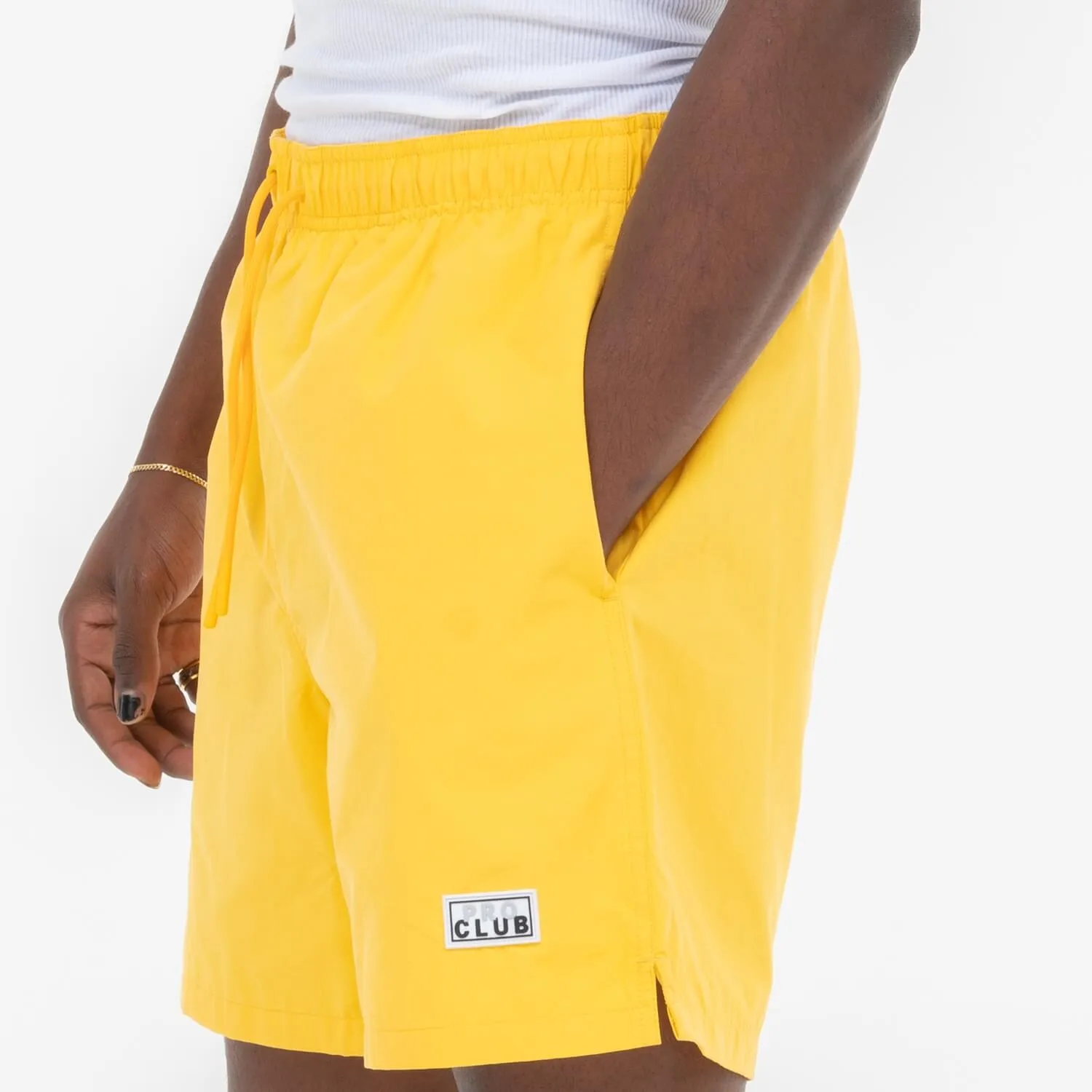 Pro Club Men's Comfort Cotton/Nylon Swim Short - YELLOW