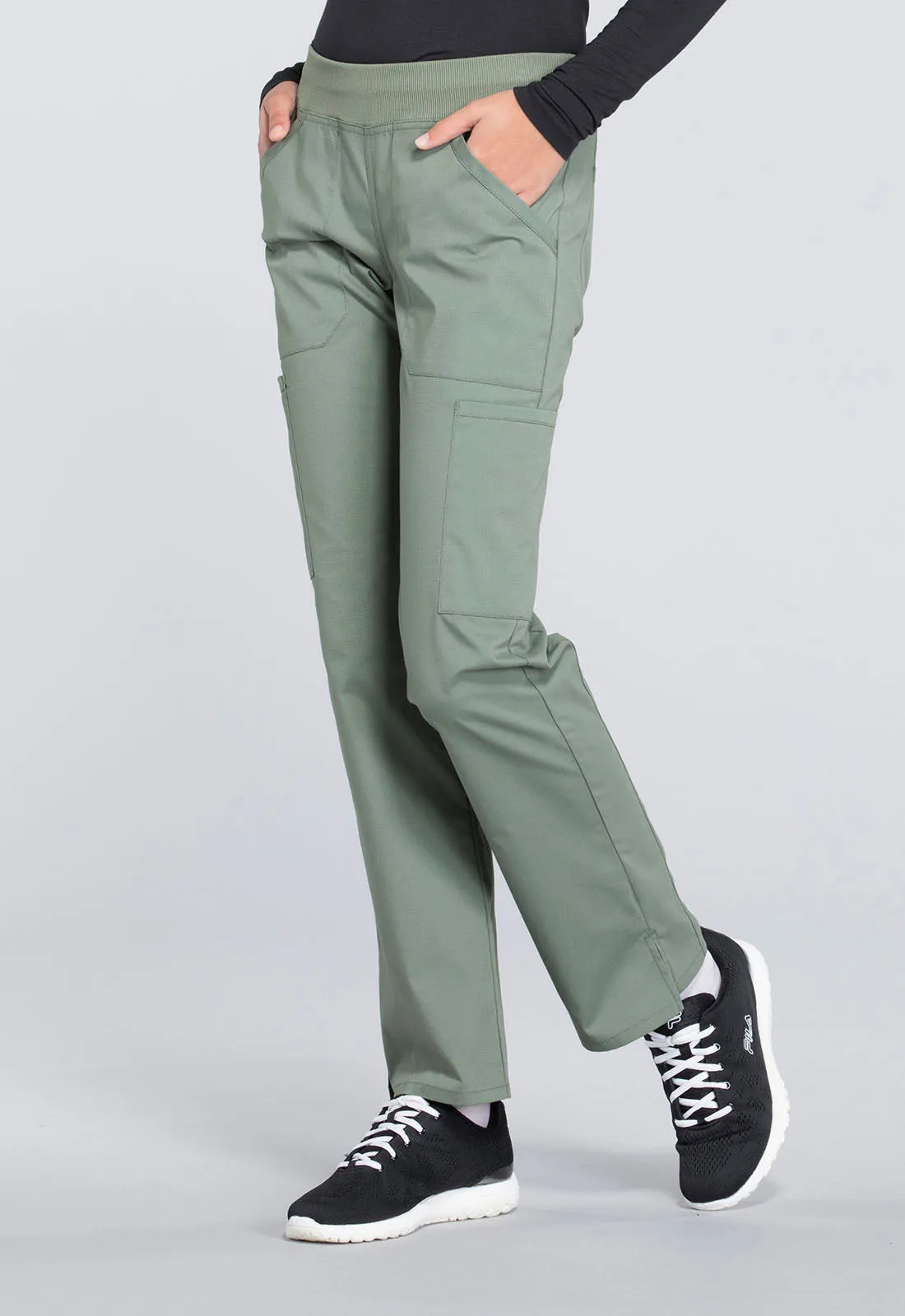 Professionals WW170 Mid Rise Straight Leg Pull-on Cargo Pants Olive