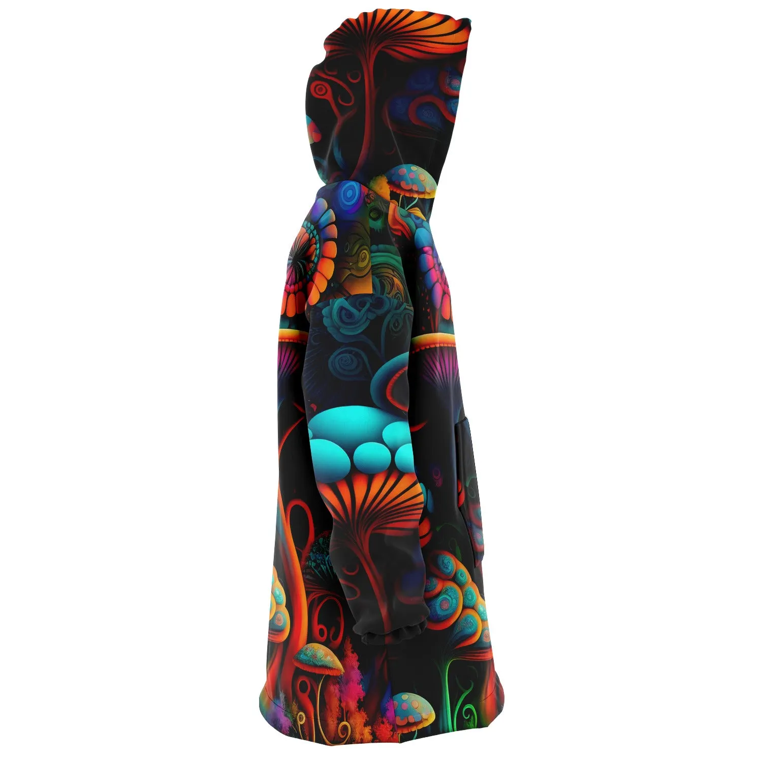 Psychedelics Shroom Forest Oversized Hoodie | Hooded Blanket Trippy Shrooms Design