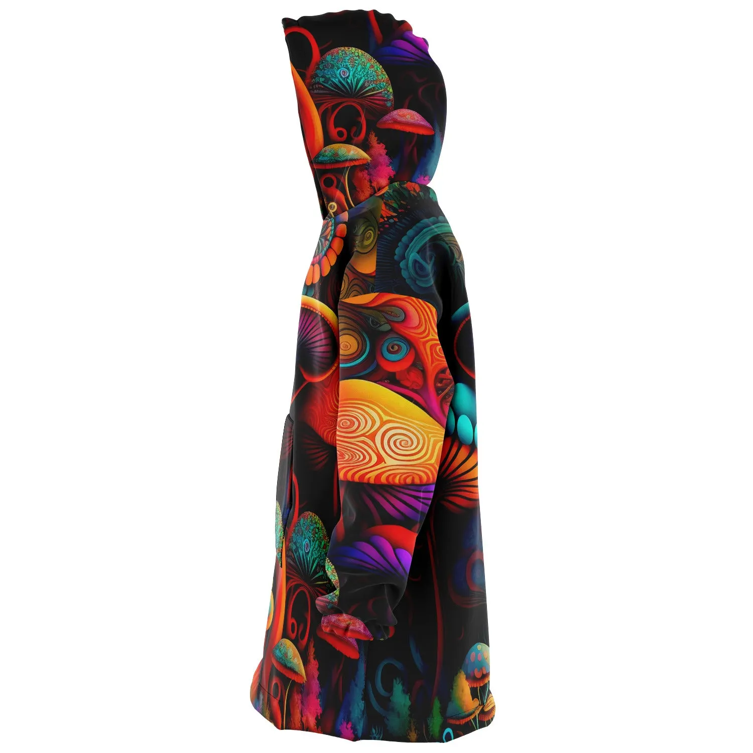 Psychedelics Shroom Forest Oversized Hoodie | Hooded Blanket Trippy Shrooms Design