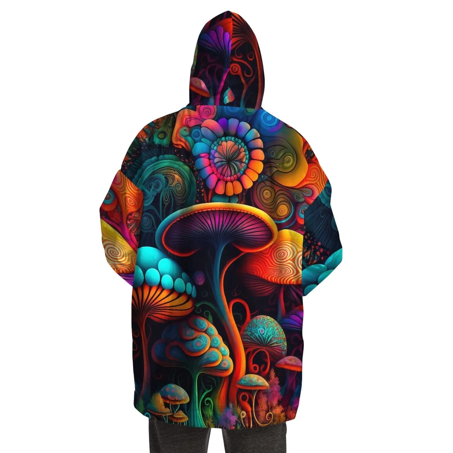 Psychedelics Shroom Forest Oversized Hoodie | Hooded Blanket Trippy Shrooms Design