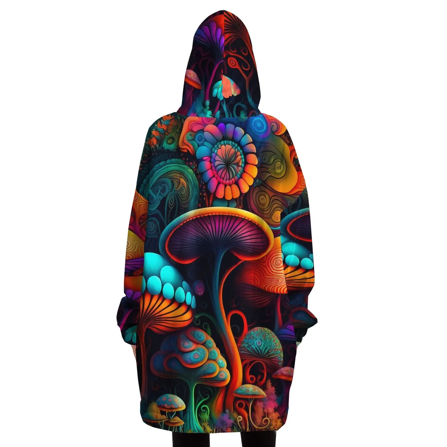 Psychedelics Shroom Forest Oversized Hoodie | Hooded Blanket Trippy Shrooms Design