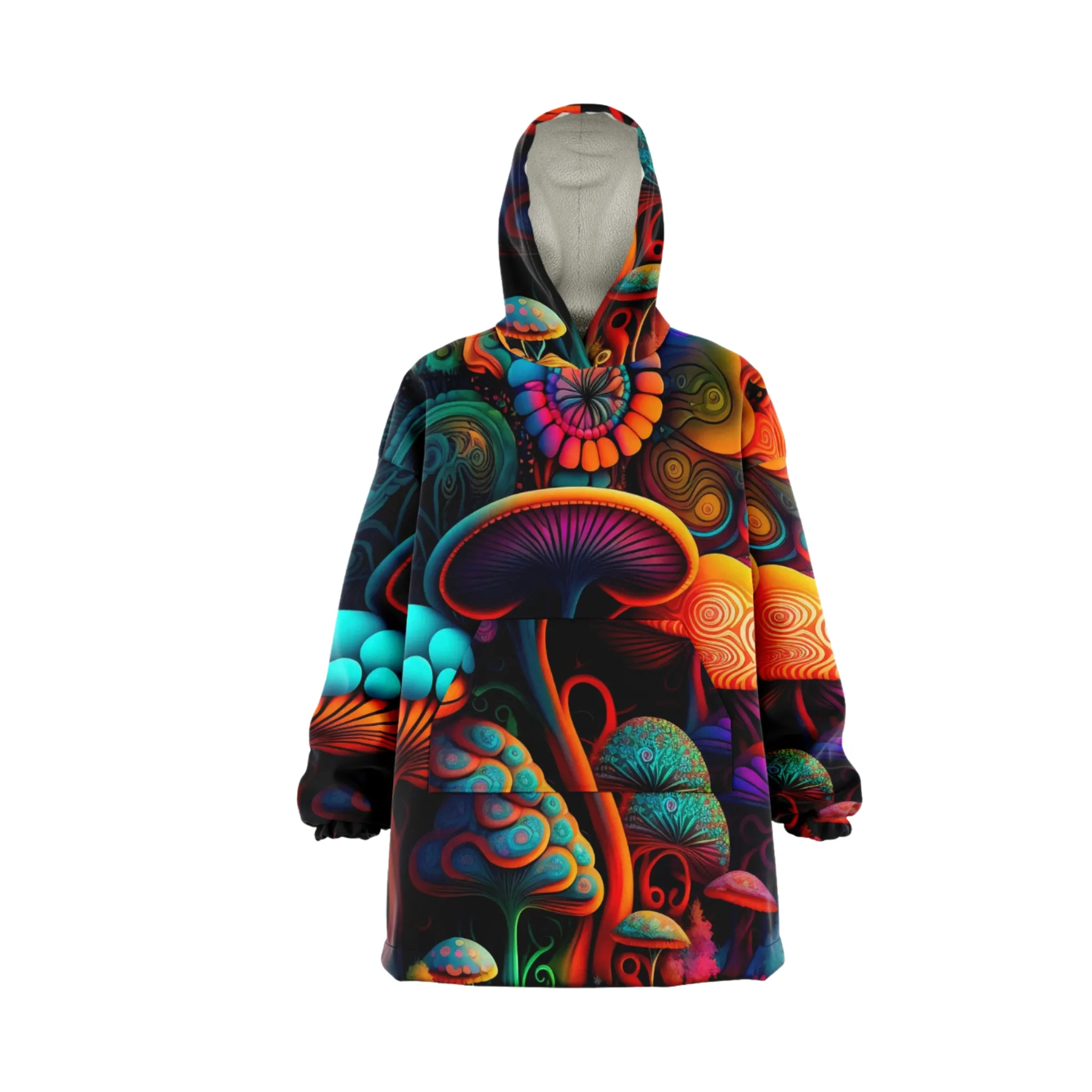 Psychedelics Shroom Forest Oversized Hoodie | Hooded Blanket Trippy Shrooms Design