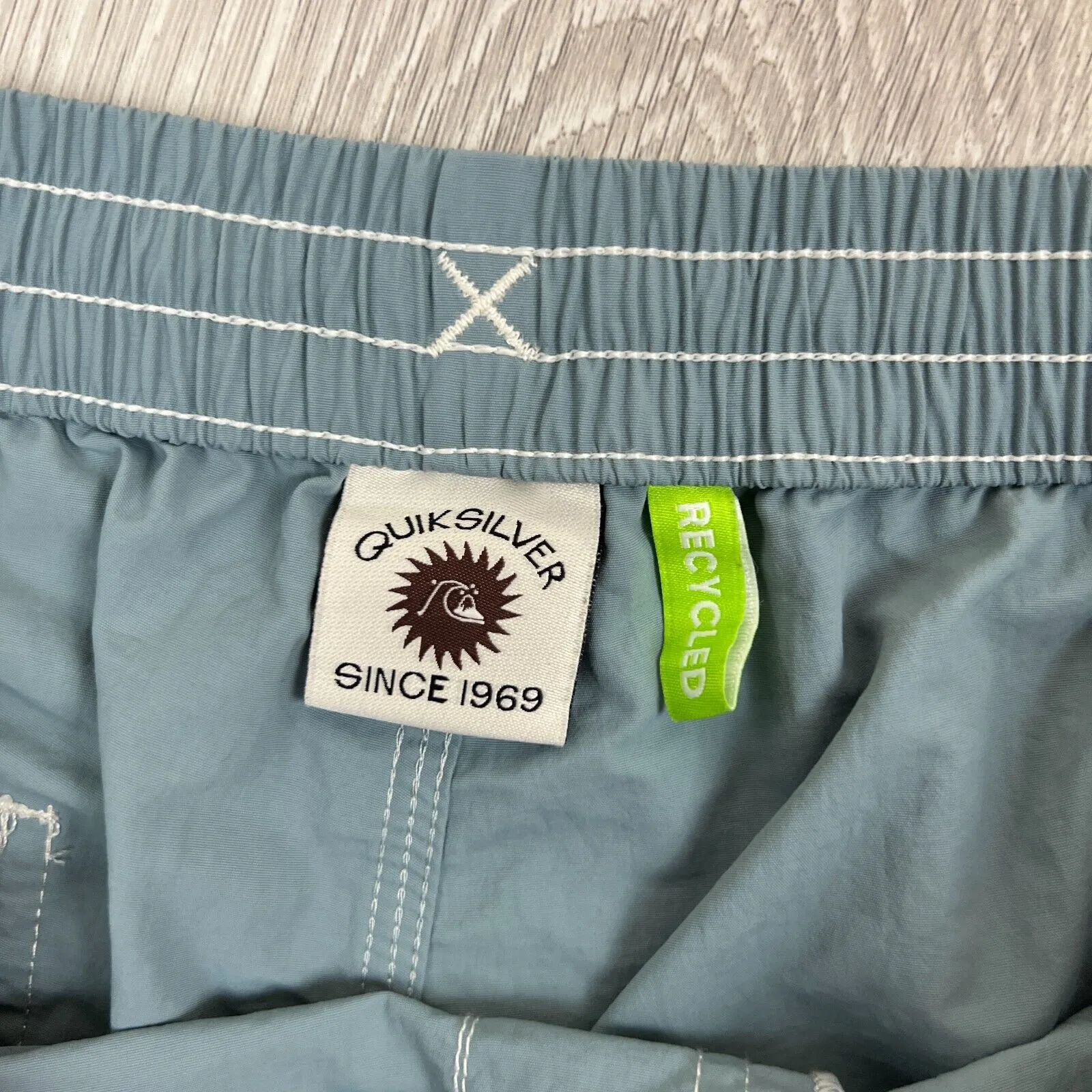 Quiksilver Mens Blue-Grey Swim Shorts Boardies Size Large