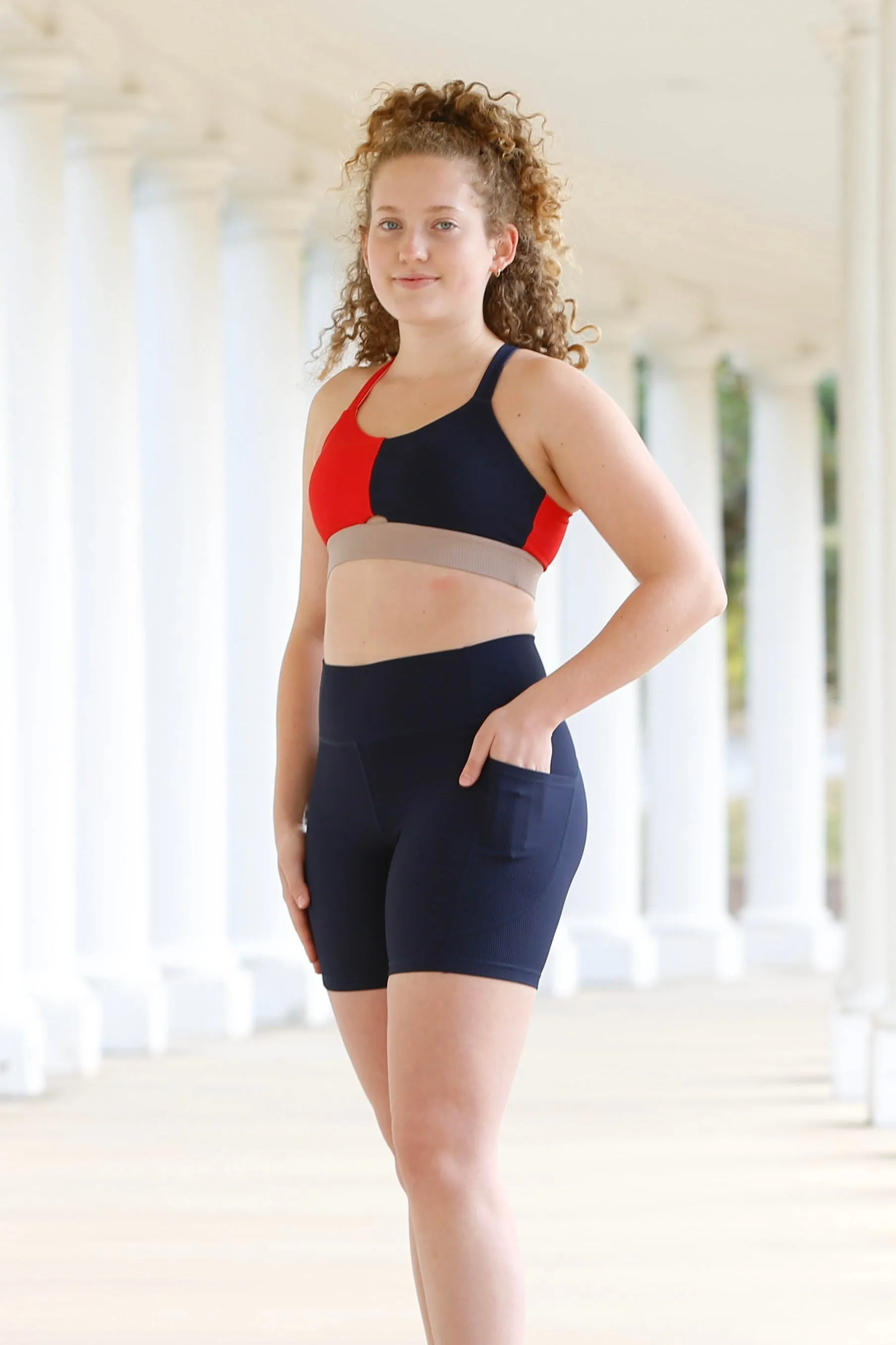 Rachel Pocket Shorts (navy ribbed)