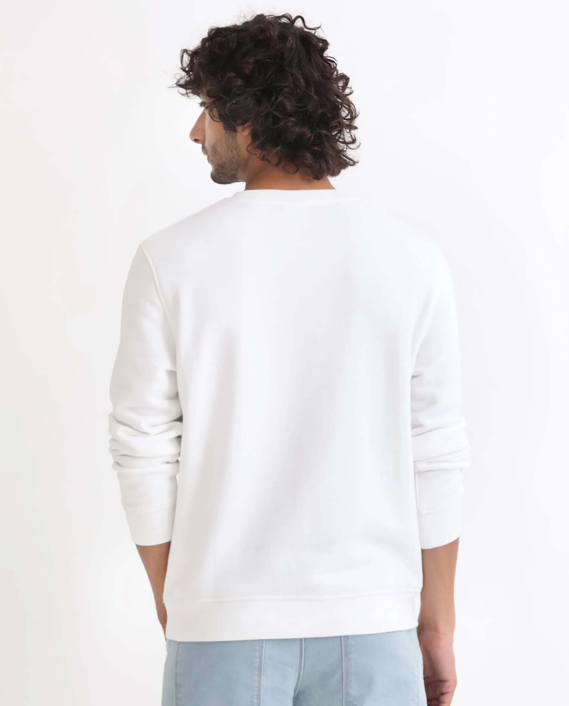 Rare Rabbit Mens Argyll White Sweatshirt Cotton Polyester Fabric Round Neck Knitted Full Sleeves Comfortable Fit