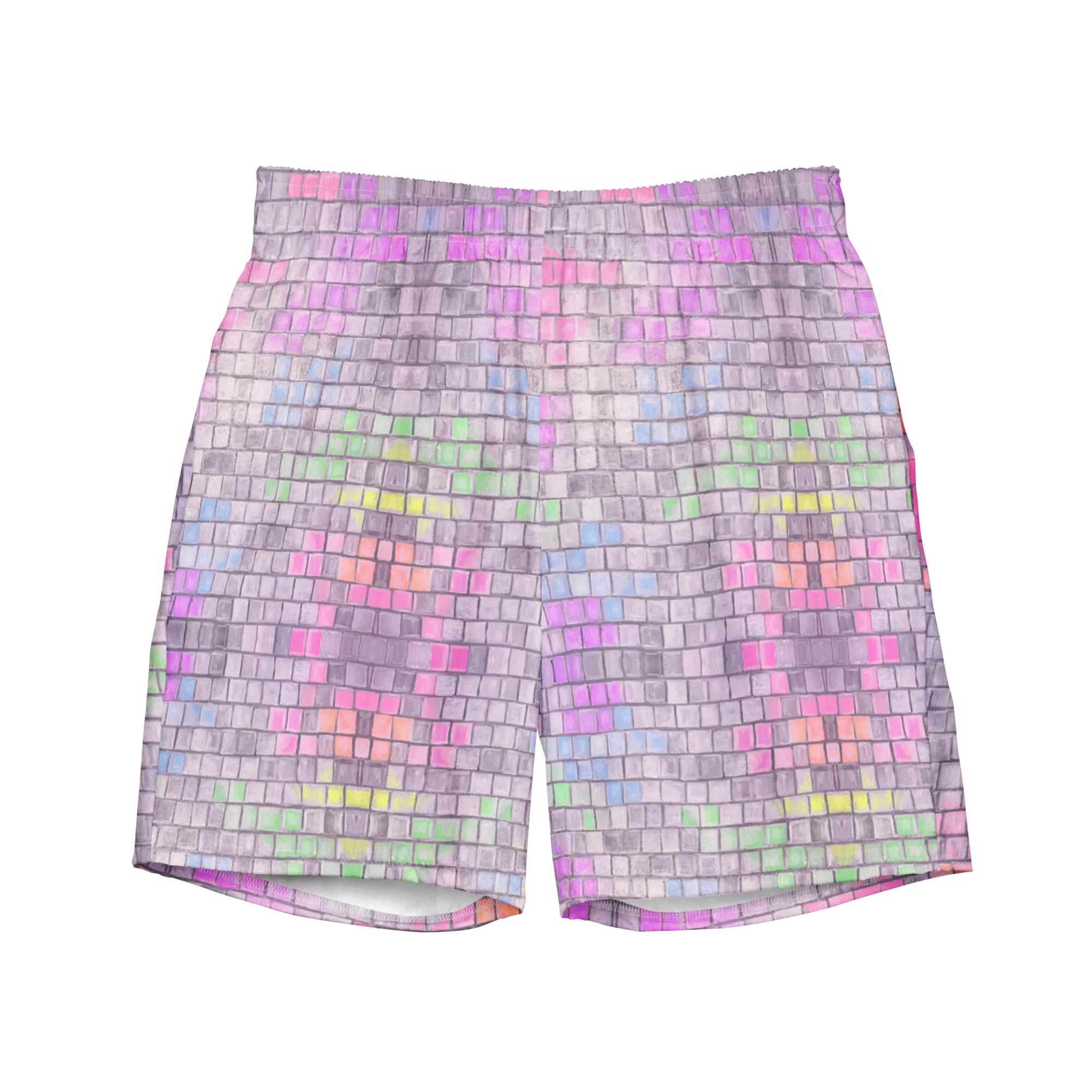 Recycled Material Swim Trunks ( Secret Internal Pocket)- "Disco Kitty" Design