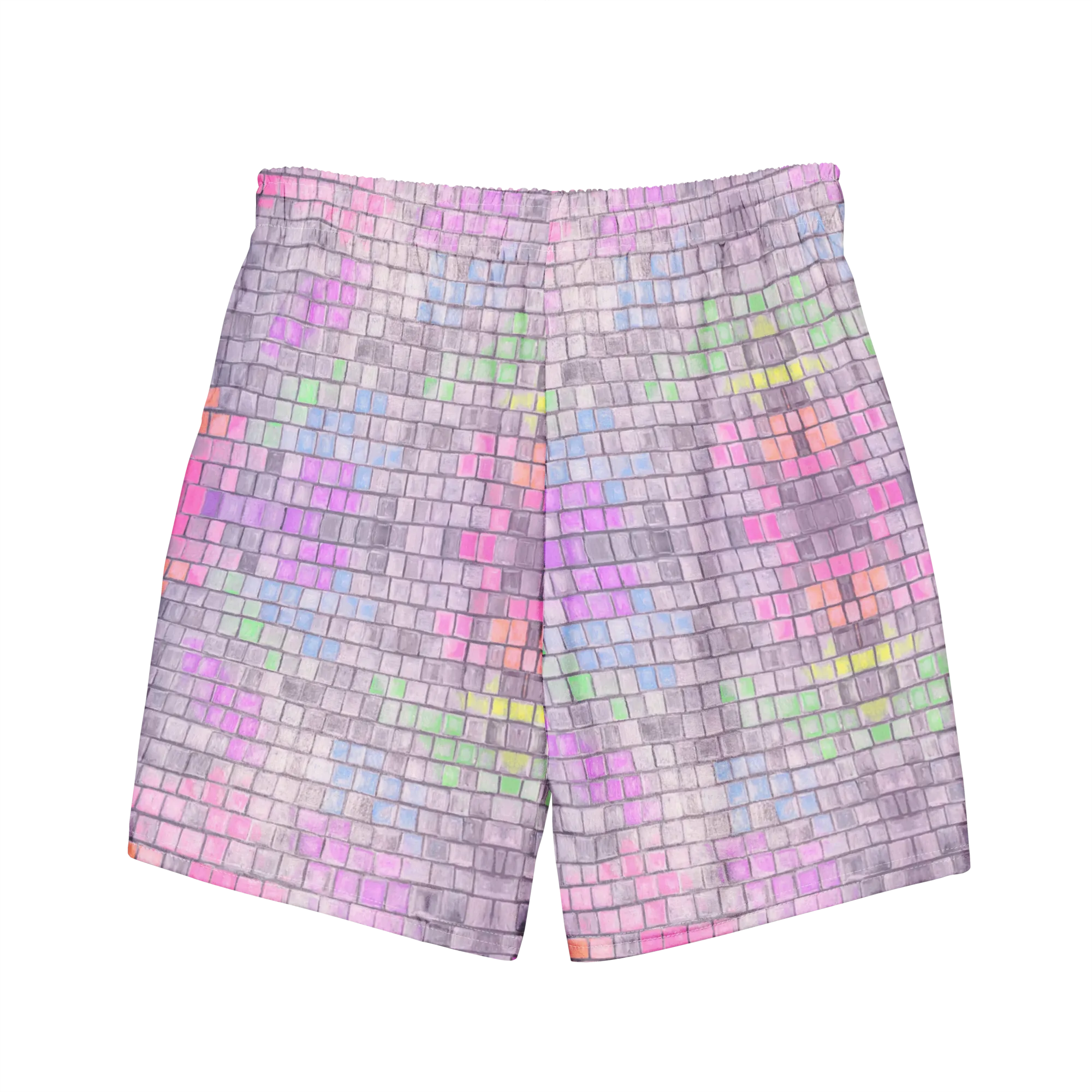 Recycled Material Swim Trunks ( Secret Internal Pocket)- "Disco Kitty" Design