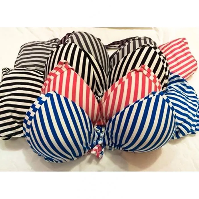 RED STRIPS PRINT BIKINI SET