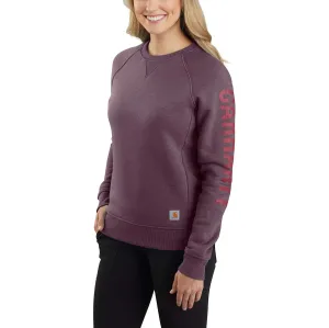 Relaxed Fit Midweight Crewneck Block Logo Sleeve Graphic Sweatshirt