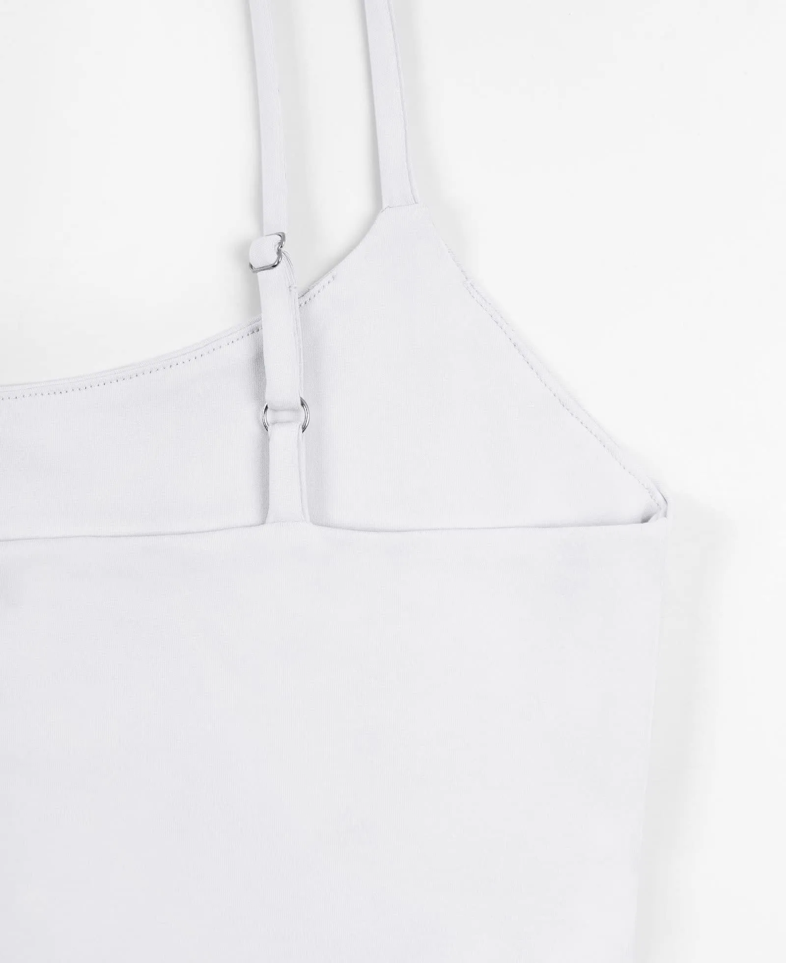 REORIA Women's Summer Sexy Sleeveless Adjustable Spaghetti Strap Cami Camisole Basic Fitted Seamless Yoga Cropped Tank Cute Crop Tops White Medium