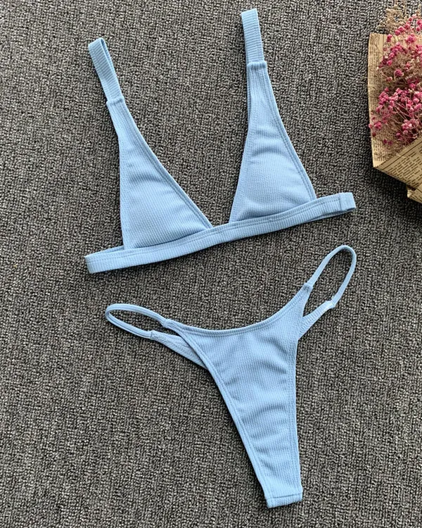 Ribbed Triangle Bikini Sets