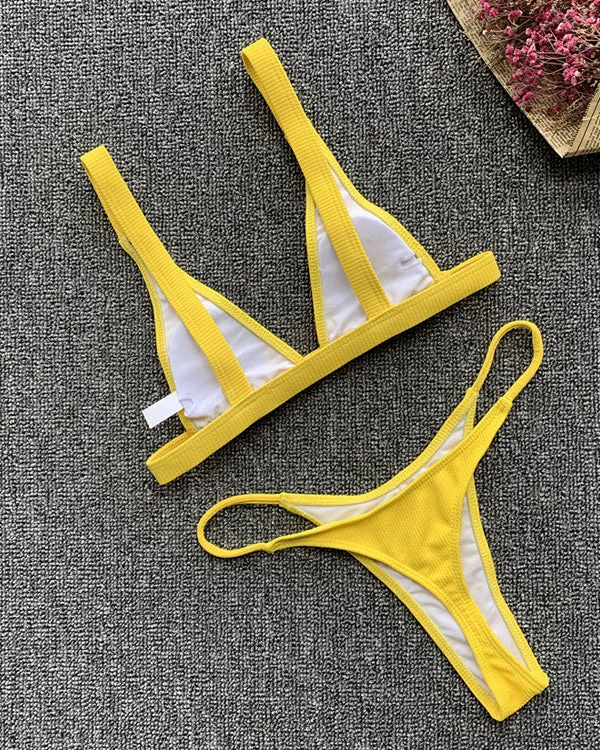 Ribbed Triangle Bikini Sets