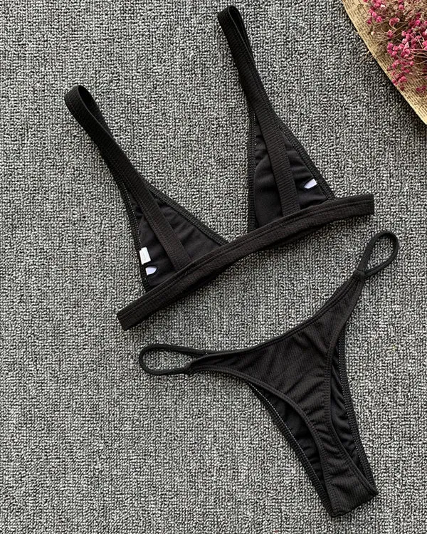Ribbed Triangle Bikini Sets
