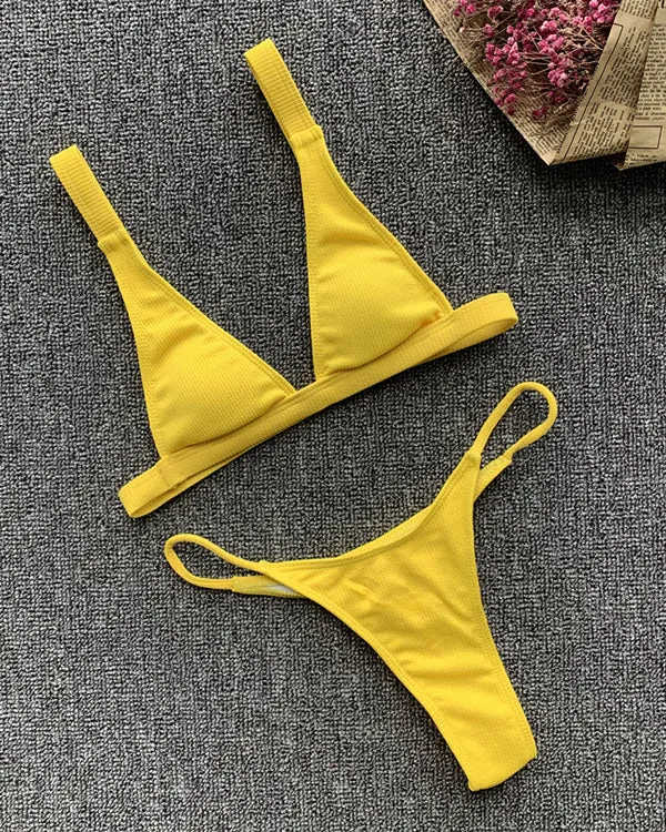 Ribbed Triangle Bikini Sets