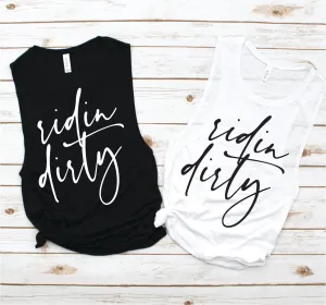Riding Dirty Spin Muscle Tank - Fitness Tees by Hustle and Soul Clothing