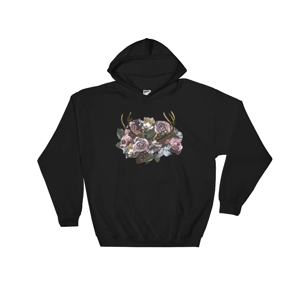 River Row Dark Floral Antlered Hoodie