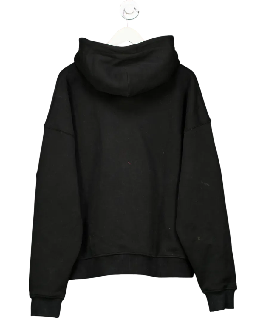 Ru & Rocka Black Varsity Oversized Zip Hoodie UK M