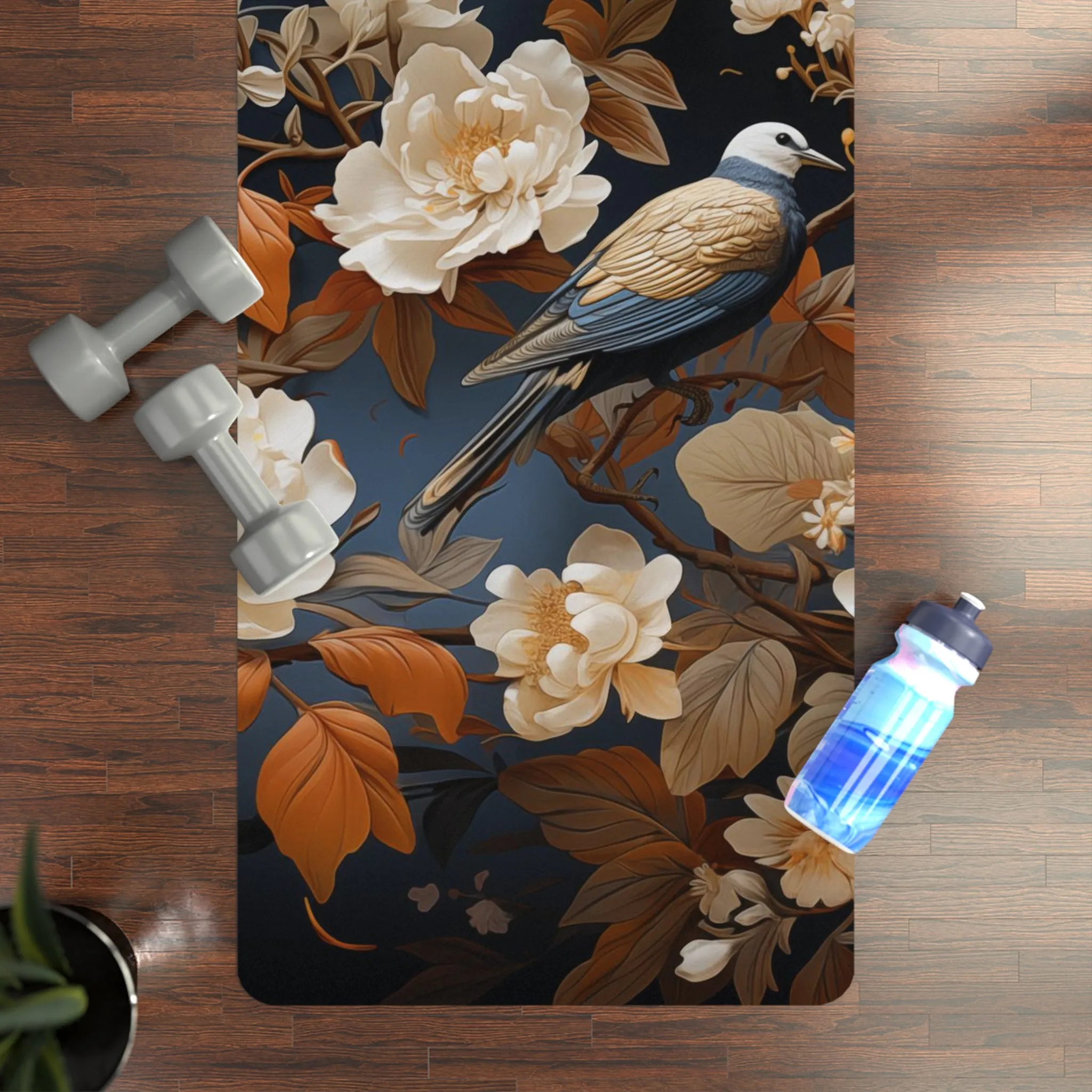 Rubber Yoga Mat- Madalena Makarasana Chinoiserie