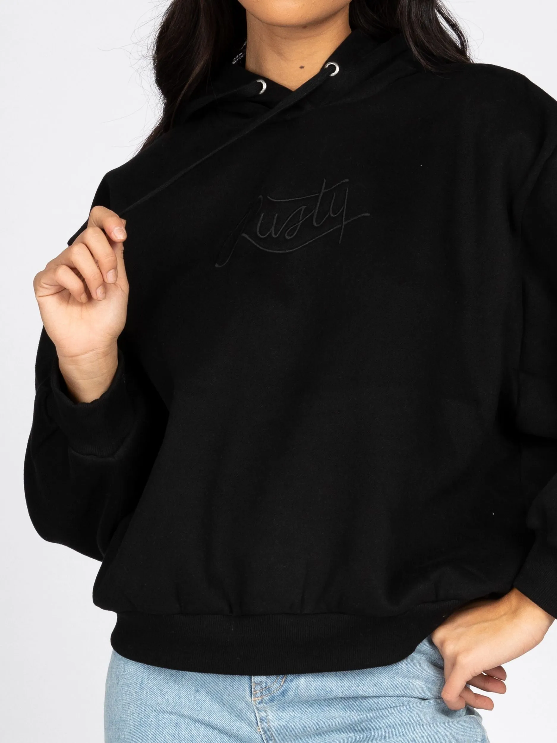 RUSTY SCRIPT OVERSIZE HOODED FLEECE