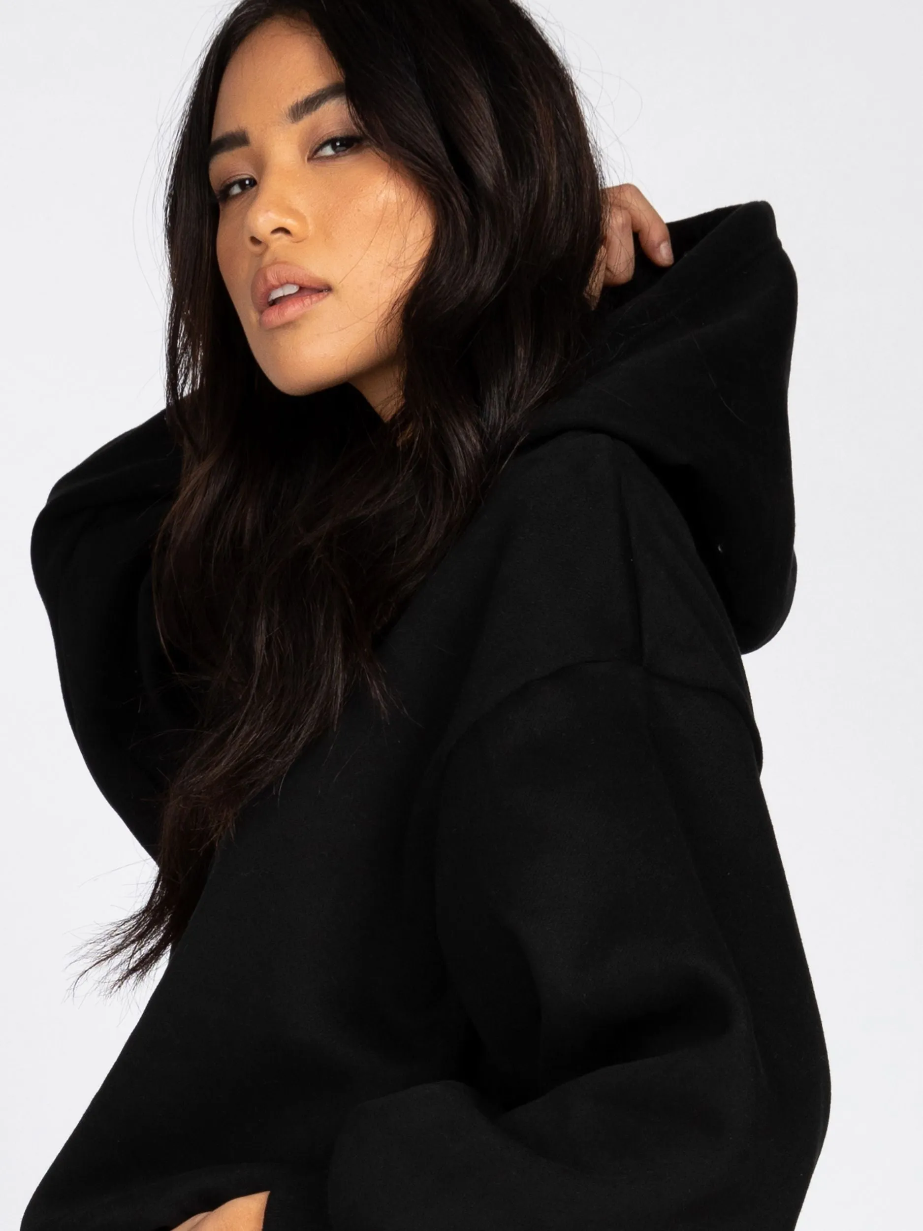 RUSTY SCRIPT OVERSIZE HOODED FLEECE