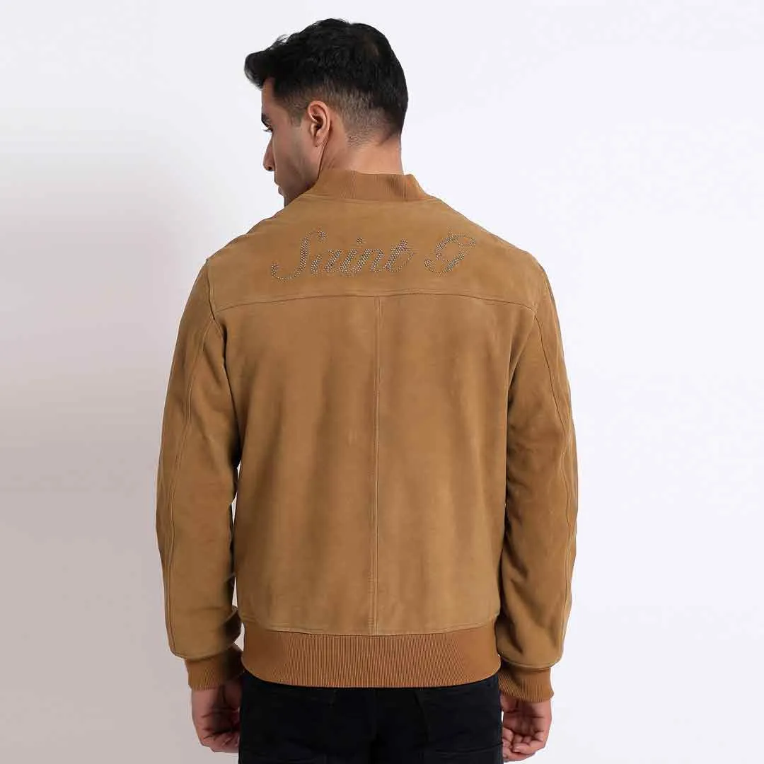 Saint Lorenzo Tan Leather Men's Bomber Style Jackets