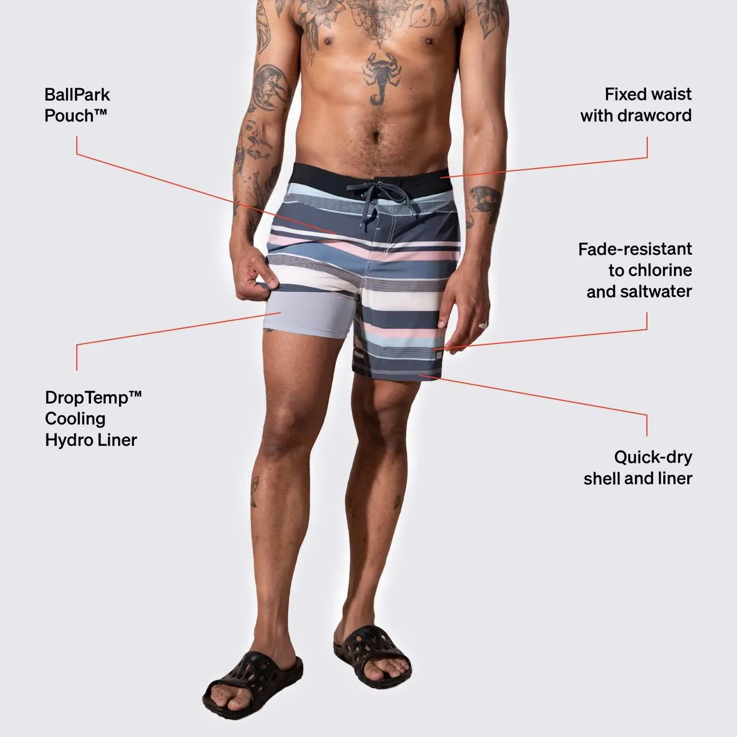 Saxx Mens Betawave 7" Swim Shorts -  Big Splash Rugby - Blue