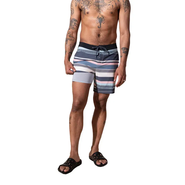 Saxx Mens Betawave 7" Swim Shorts -  Big Splash Rugby - Blue