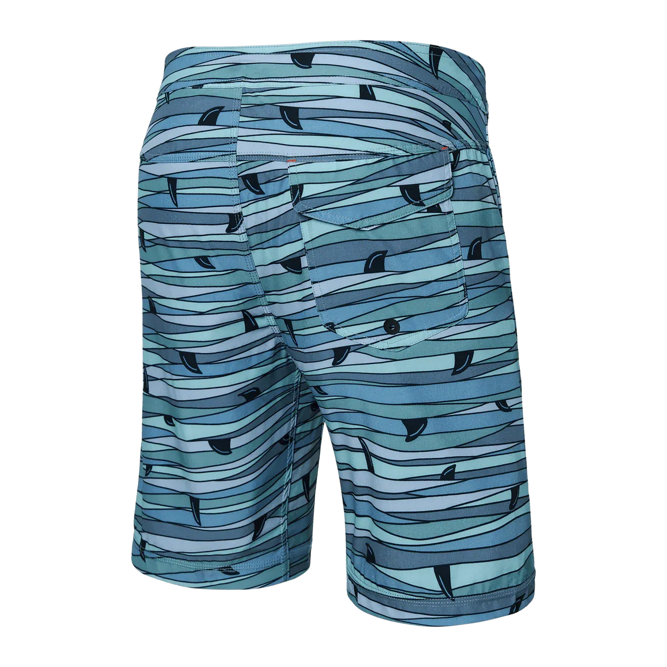 Saxx Mens Betawave 9" Swim Shorts -  Fins - Blue Multi