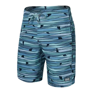 Saxx Mens Betawave 9" Swim Shorts -  Fins - Blue Multi