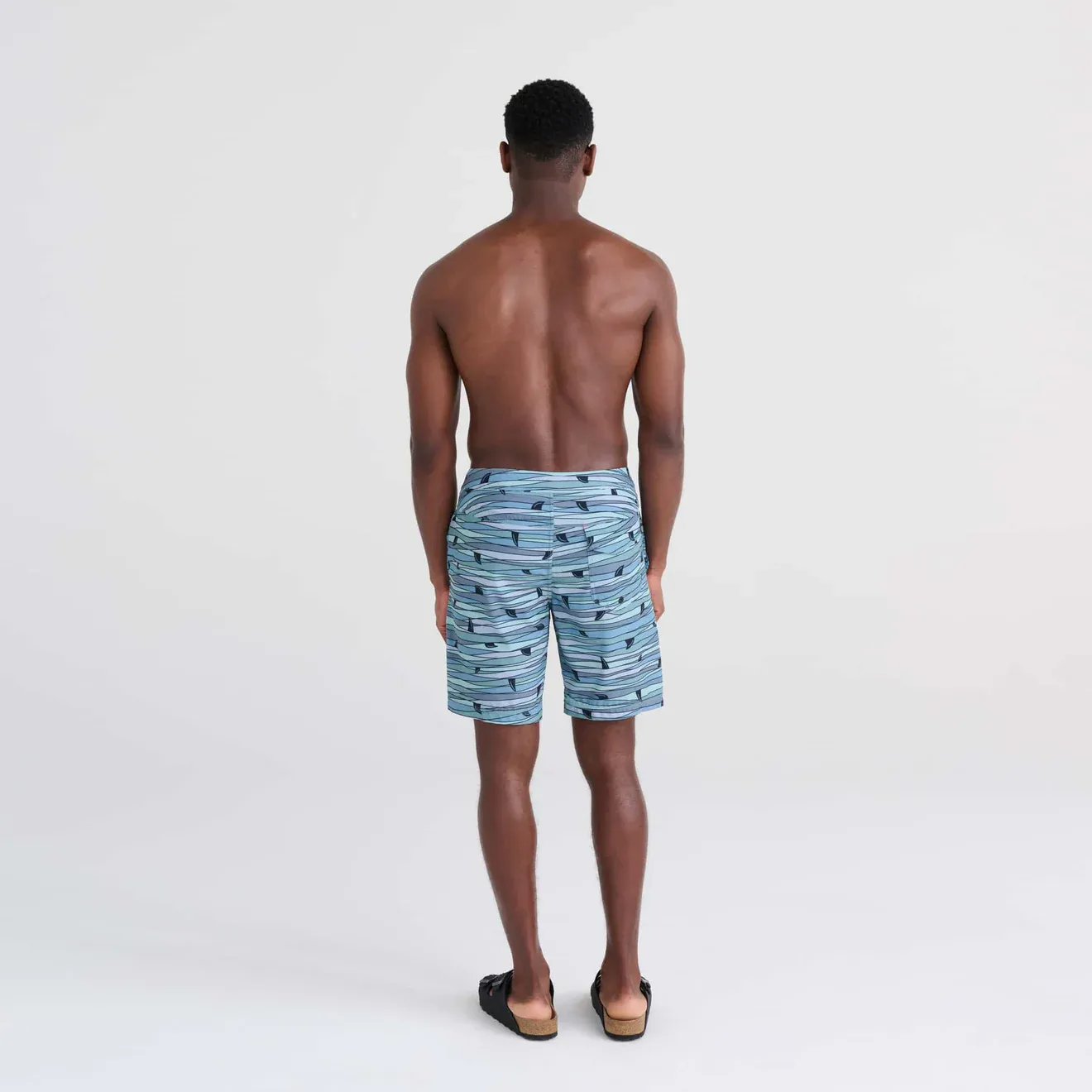 Saxx Mens Betawave 9" Swim Shorts -  Fins - Blue Multi