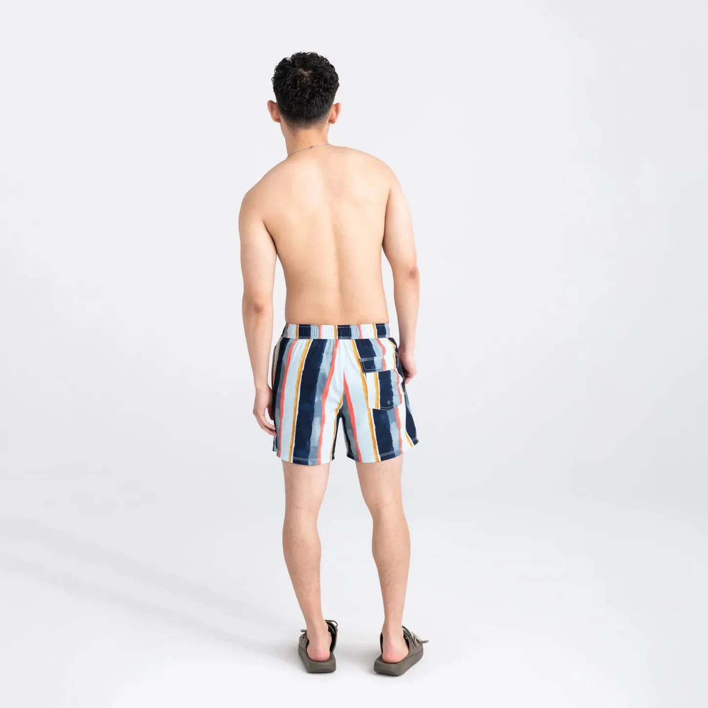 Saxx Mens Oh Buoy Stretch Volley 5" Swim Short - H2O Stripe